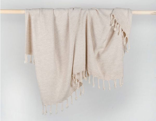 Produit Plaid Herringbone à franges